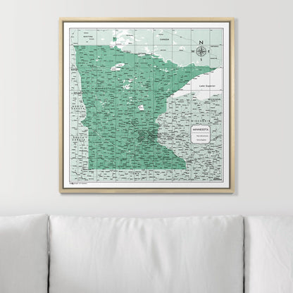 Push Pin Minnesota Map (Pin Board) - Green Color Splash CM Pin Board