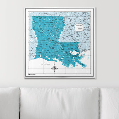 Push Pin Louisiana Map (Pin Board) - Teal Color Splash CM Pin Board