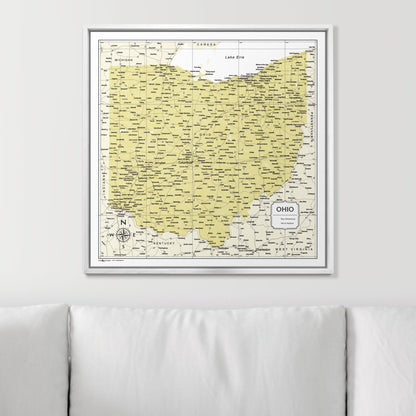 Push Pin Ohio Map (Pin Board) - Yellow Color Splash CM Pin Board