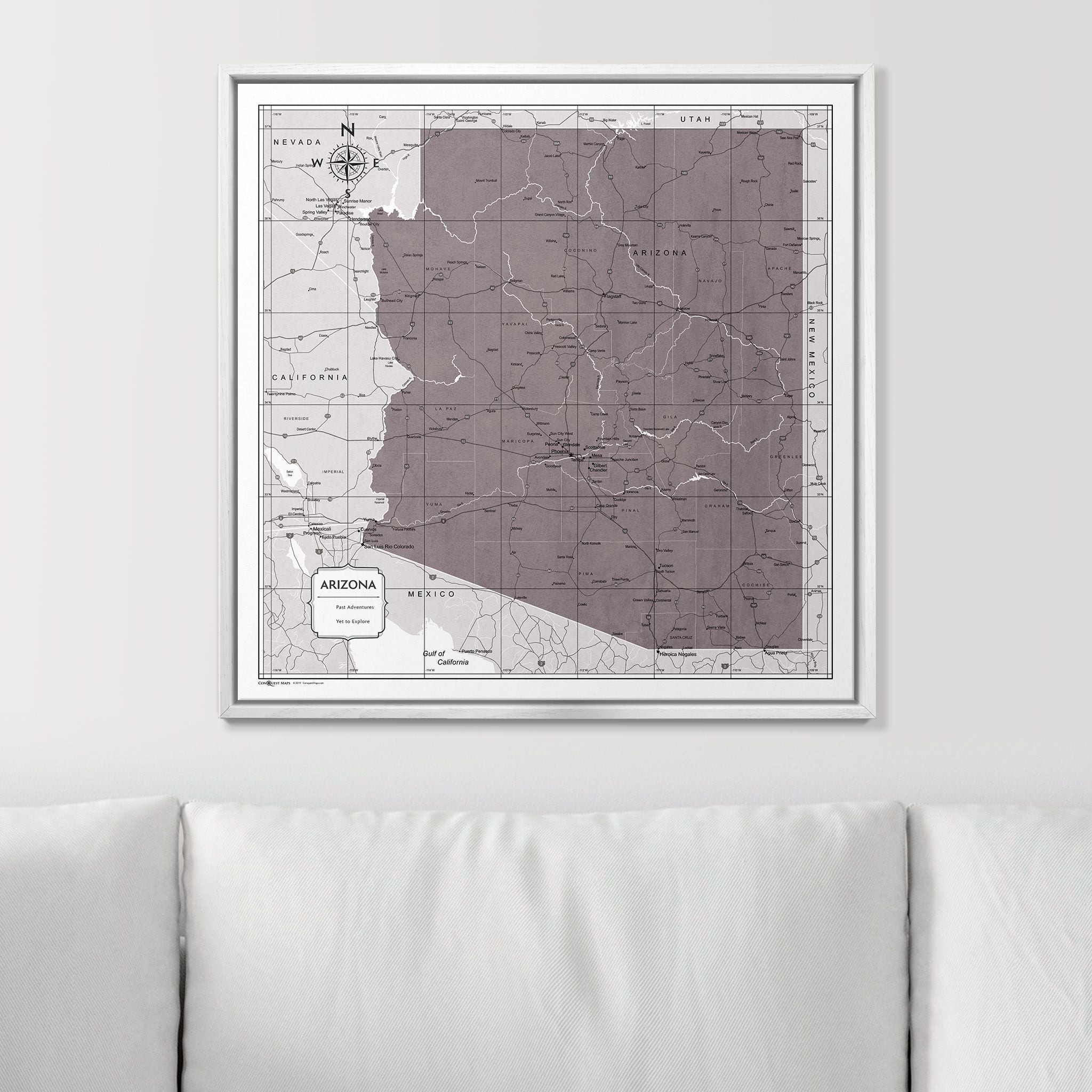 Push Pin Arizona Map (Pin Board) - Dark Brown Color Splash CM Pin Board