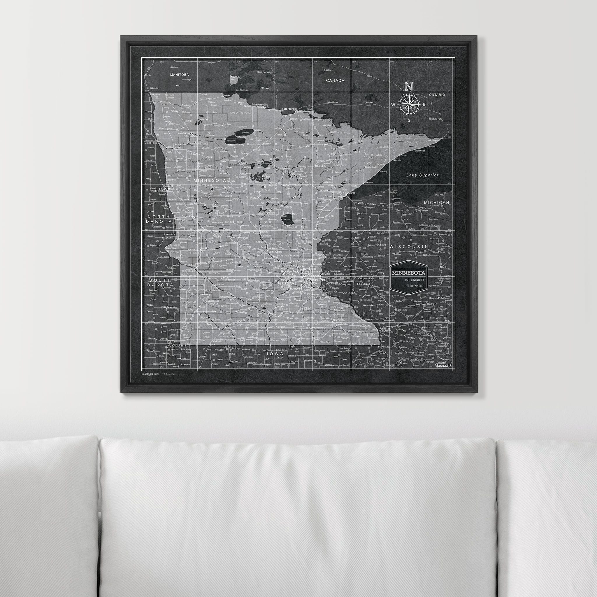 Push Pin Minnesota Map (Pin Board) - Modern Slate CM Pin Board