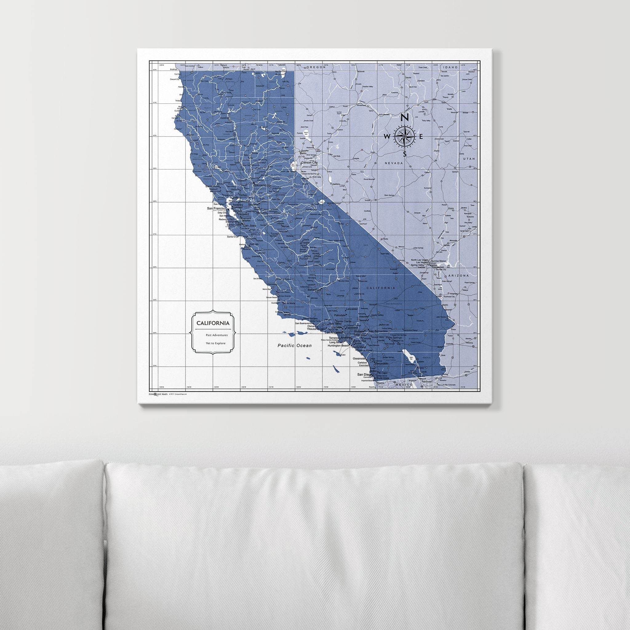 Push Pin California Map (Pin Board) - Navy Color Splash CM Pin Board