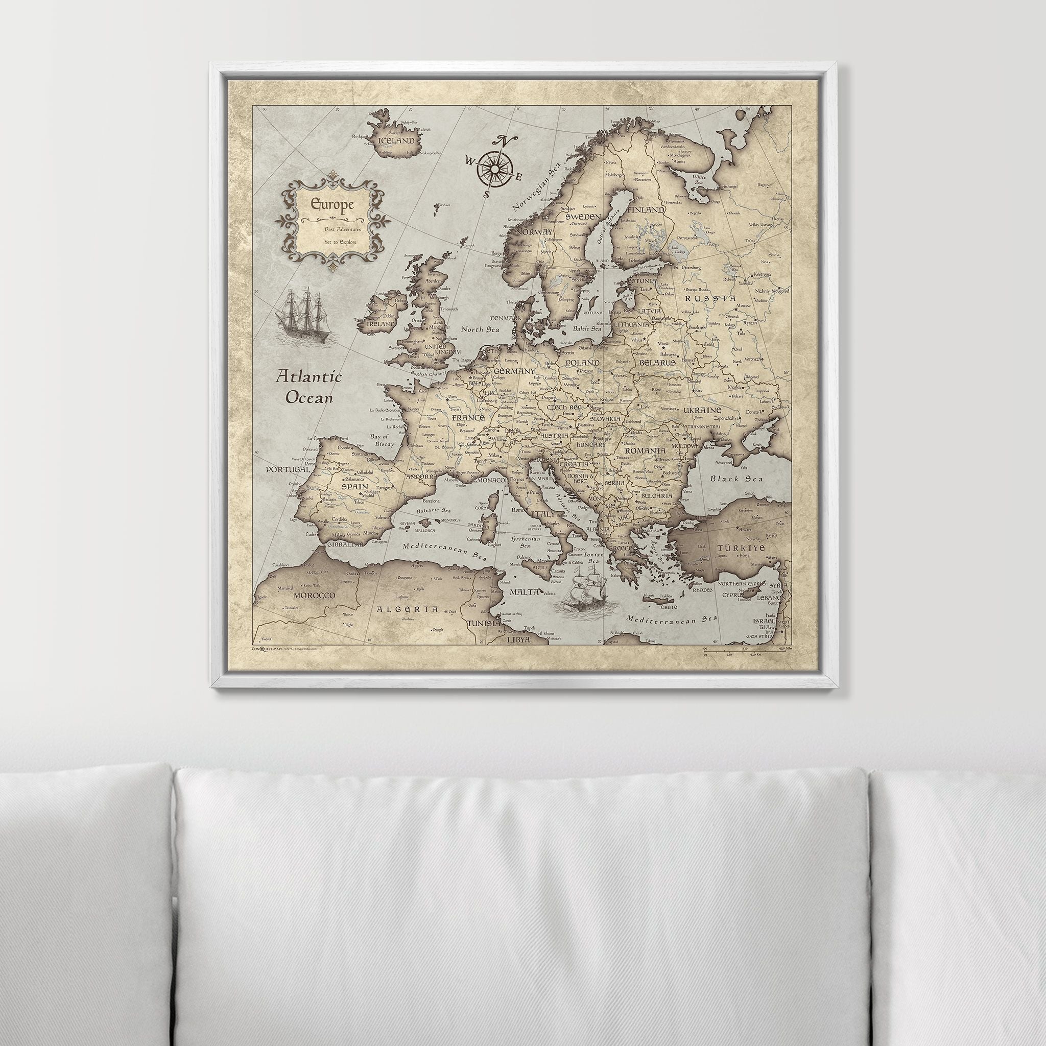 Push Pin Europe Map (Pin Board) - Rustic Vintage CM Pin Board