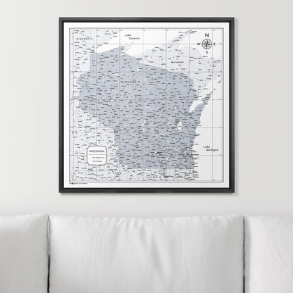 Push Pin Wisconsin Map (Pin Board) - Light Gray Color Splash CM Pin Board