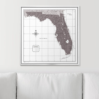 Push Pin Florida Map (Pin Board) - Dark Brown Color Splash CM Pin Board