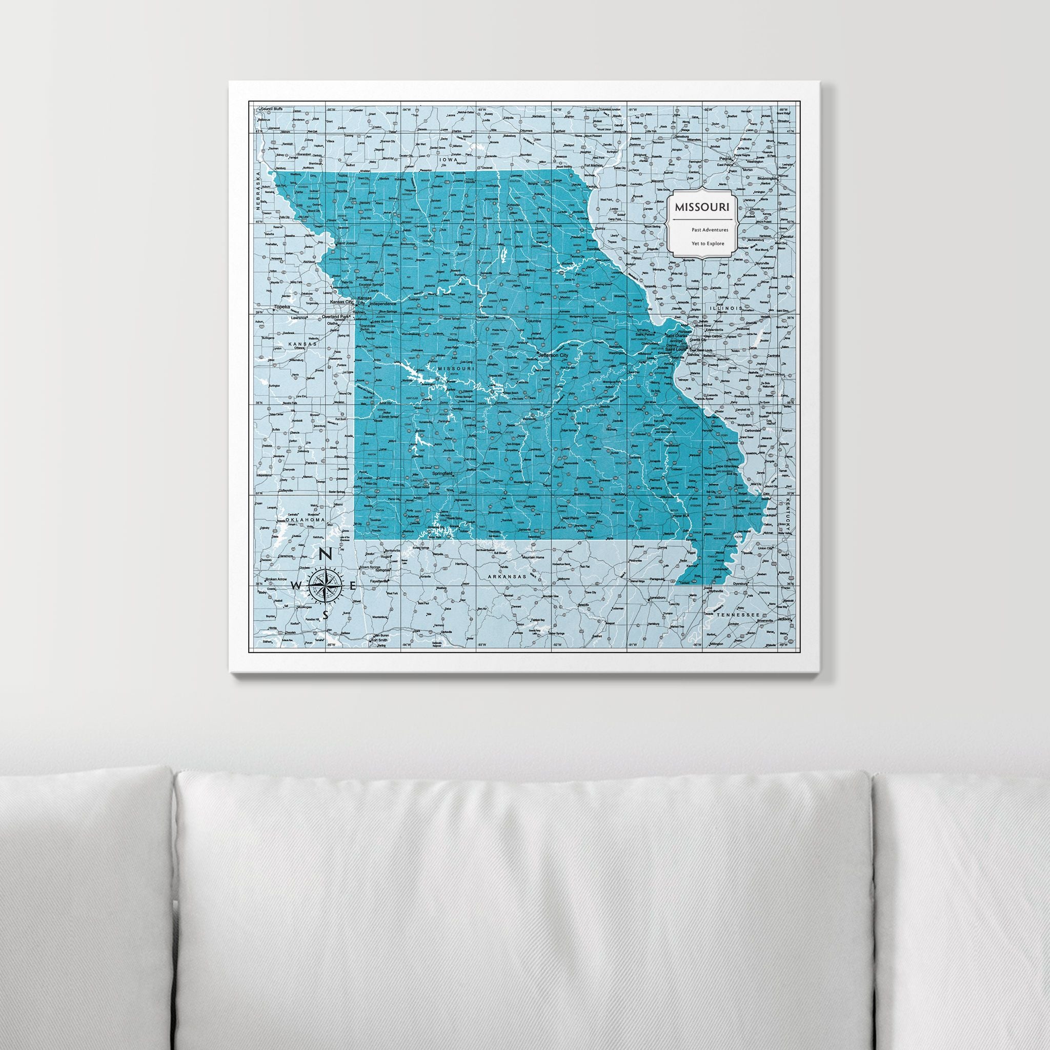 Push Pin Missouri Map (Pin Board) - Teal Color Splash CM Pin Board