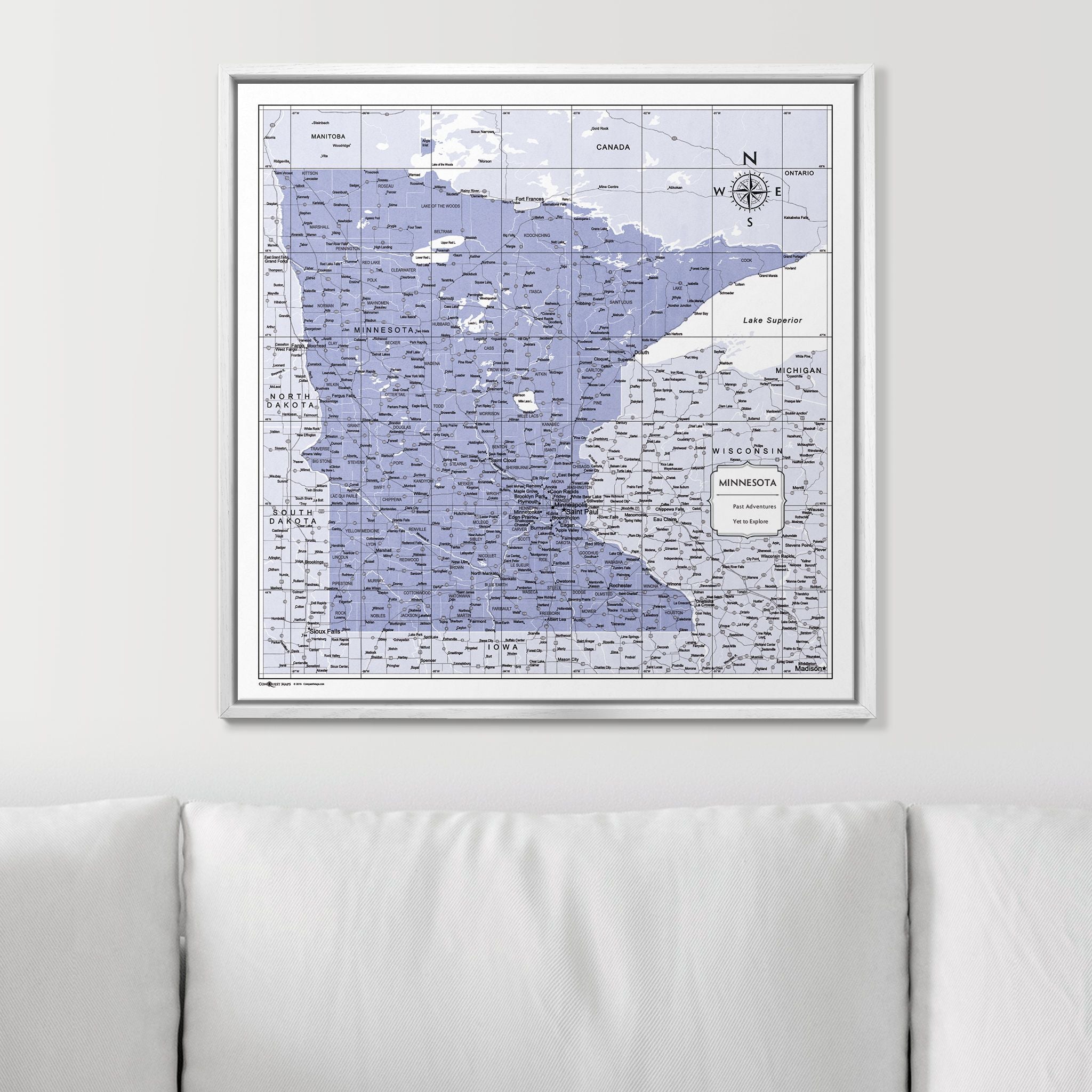 Push Pin Minnesota Map (Pin Board) - Purple Color Splash CM Pin Board