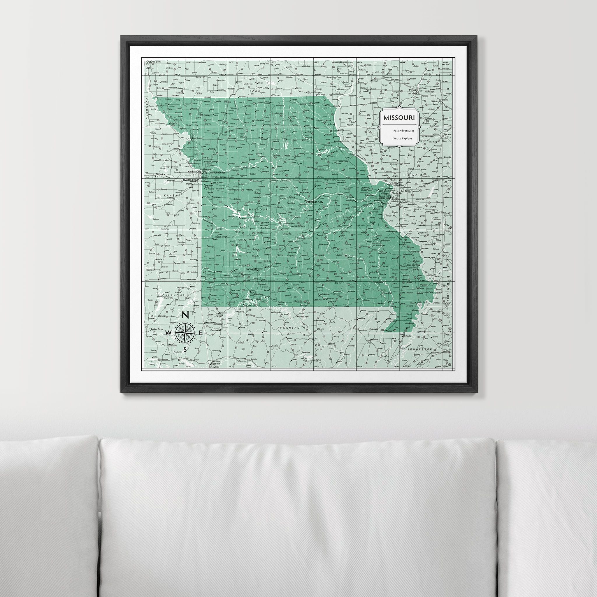 Push Pin Missouri Map (Pin Board) - Green Color Splash CM Pin Board