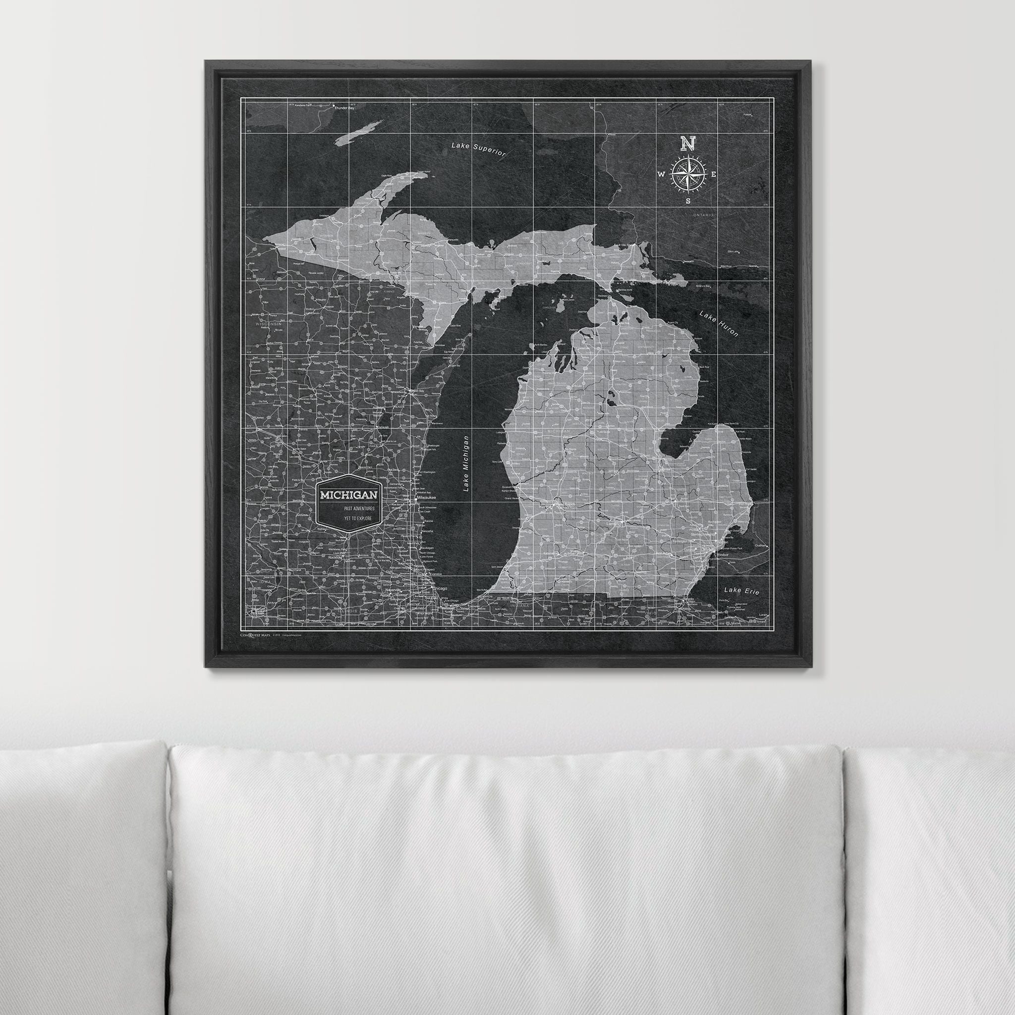 Push Pin Michigan Map (Pin Board) - Modern Slate CM Pin Board