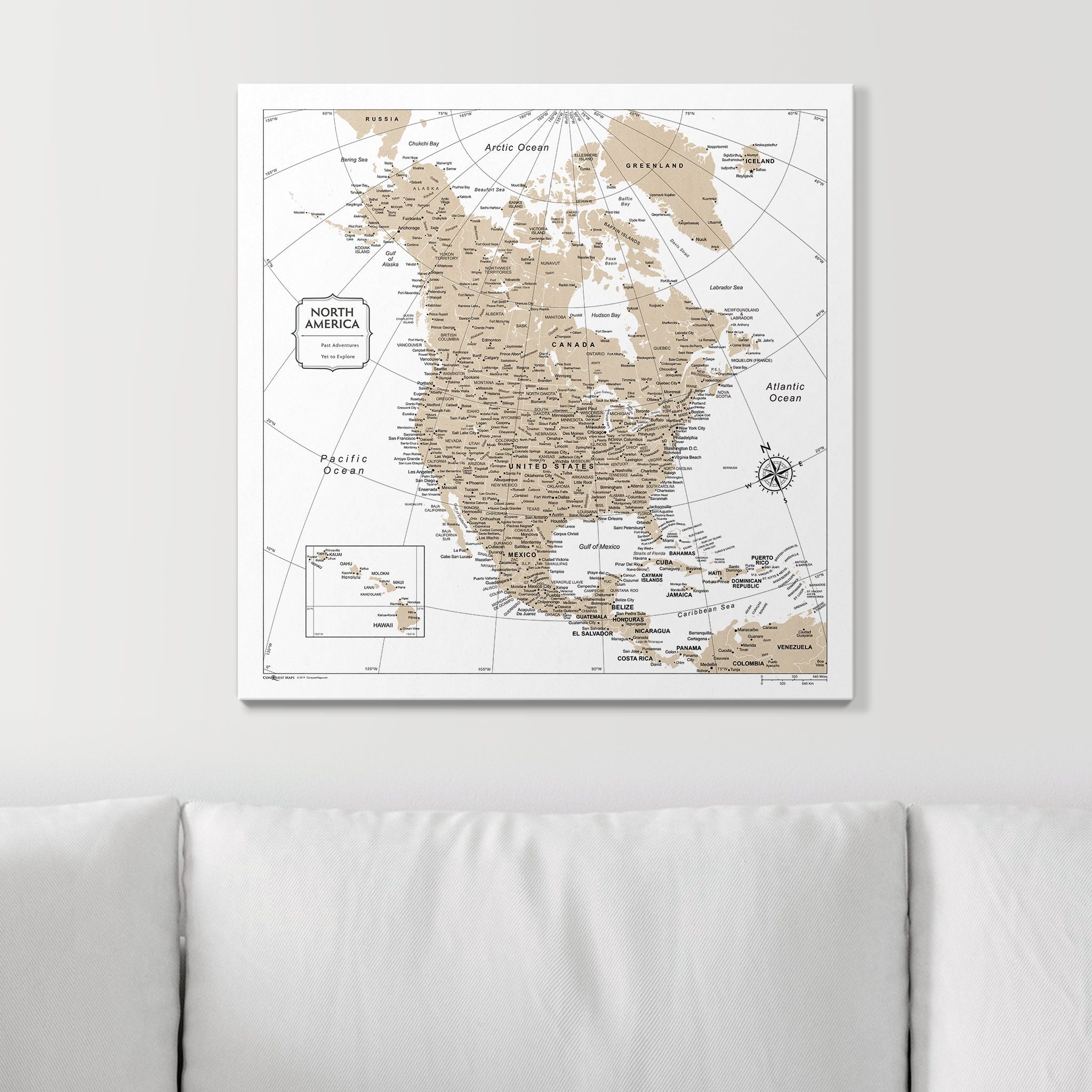 Push Pin North America Map (Pin Board) - Light Brown Color Splash CM Pin Board