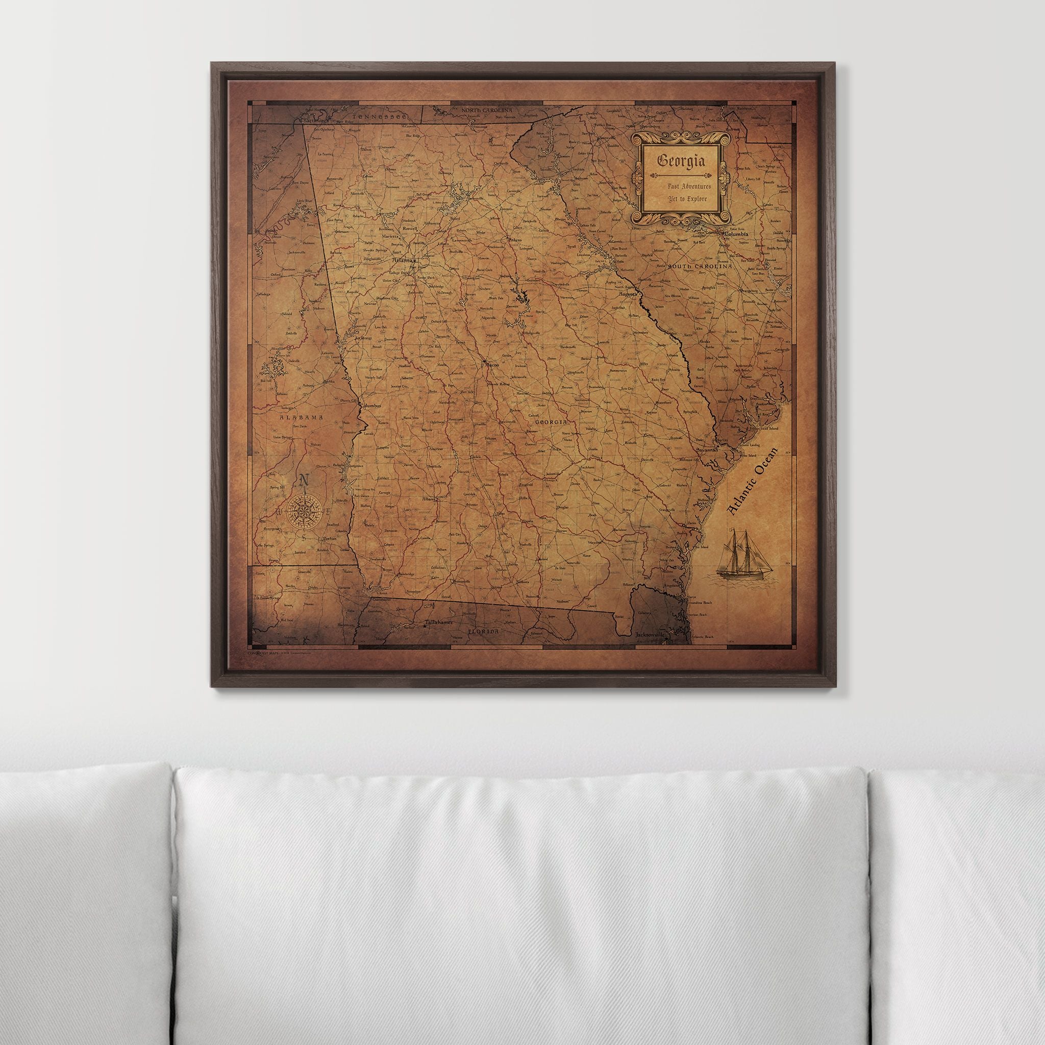 Push Pin Georgia Map (Pin Board) - Rustic Vintage CM Pin Board