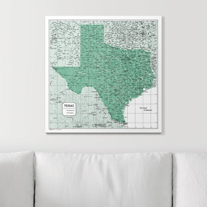 Push Pin Texas Map (Pin Board) - Green Color Splash CM Pin Board