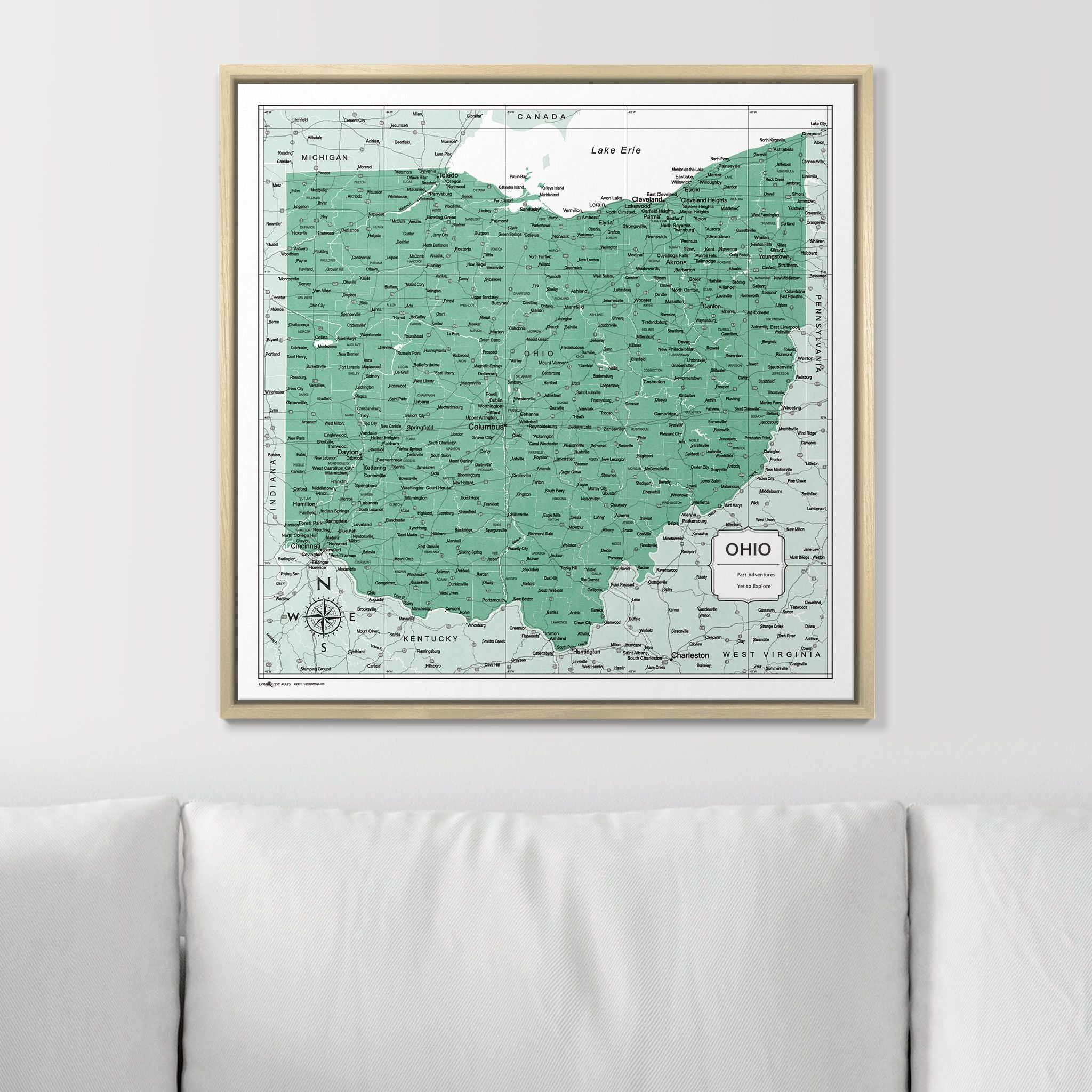 Push Pin Ohio Map (Pin Board) - Green Color Splash CM Pin Board