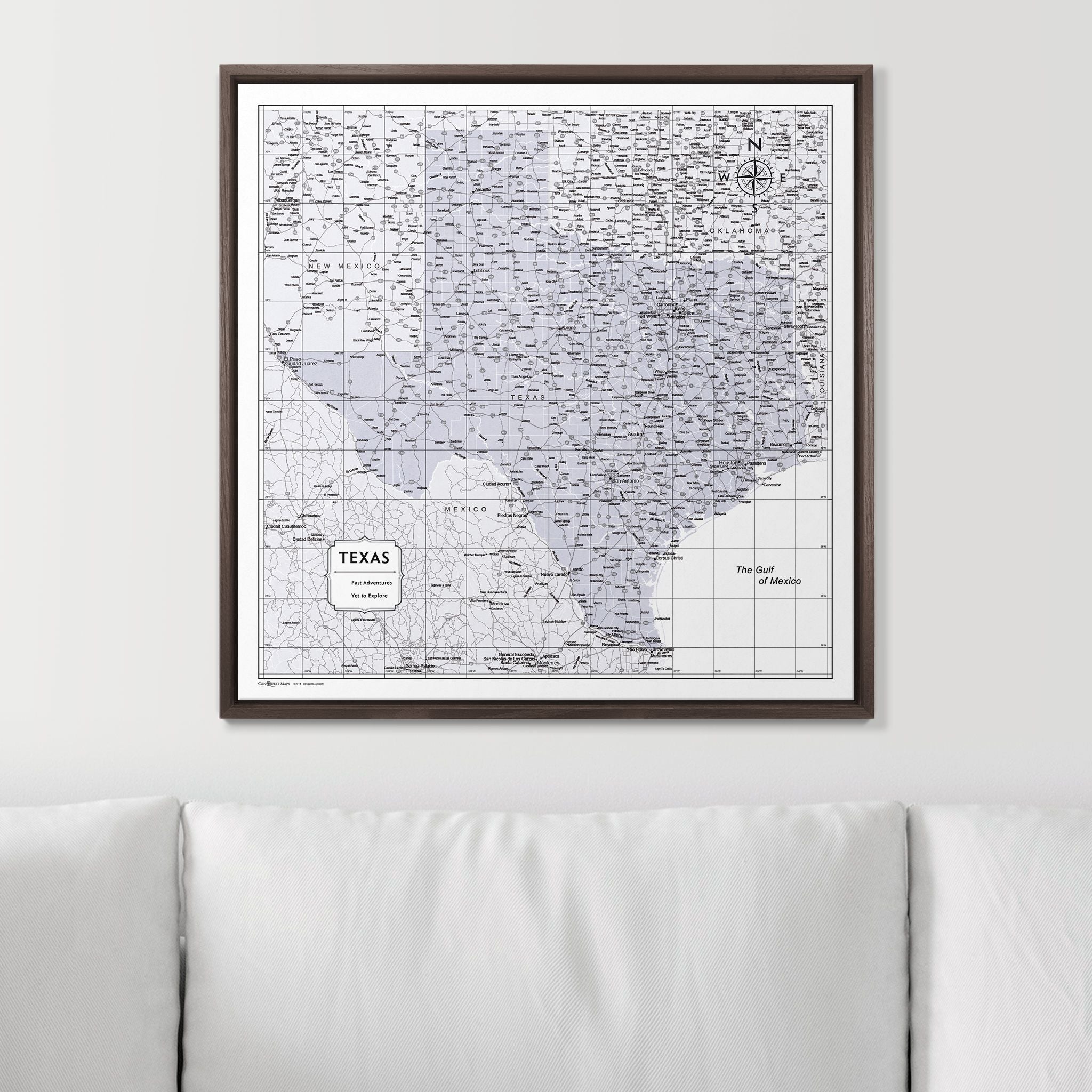 Push Pin Texas Map (Pin Board) - Light Gray Color Splash CM Pin Board