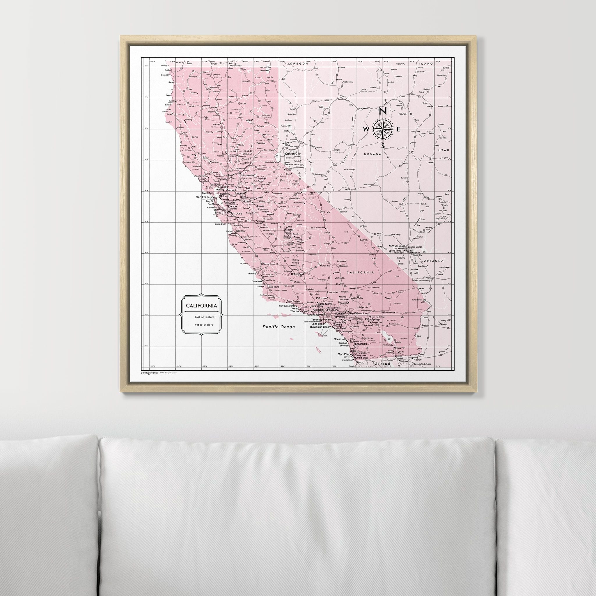 Push Pin California Map (Pin Board) - Pink Color Splash CM Pin Board