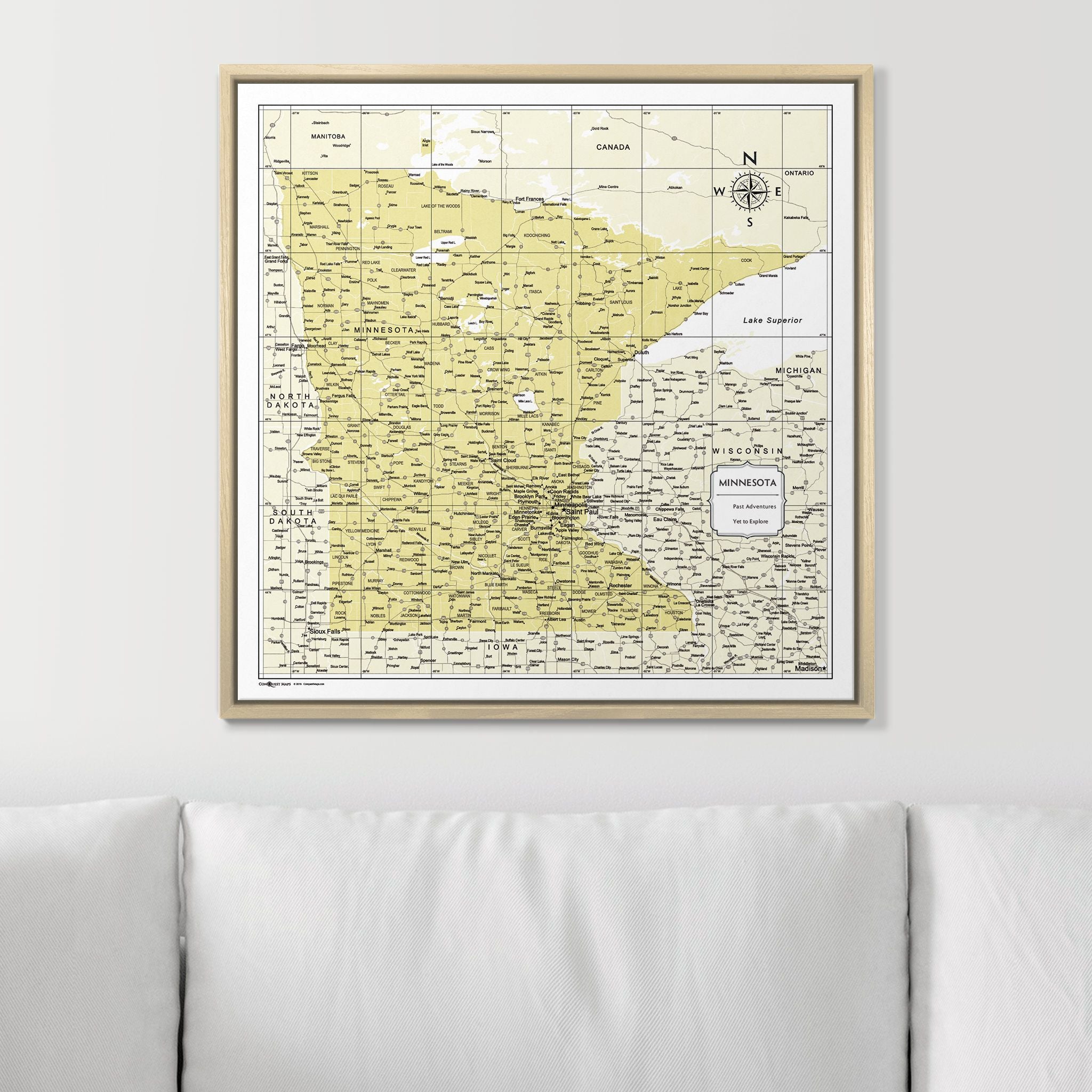 Push Pin Minnesota Map (Pin Board) - Yellow Color Splash CM Pin Board