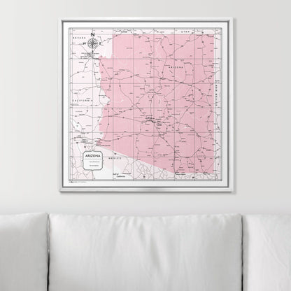 Push Pin Arizona Map (Pin Board) - Pink Color Splash CM Pin Board