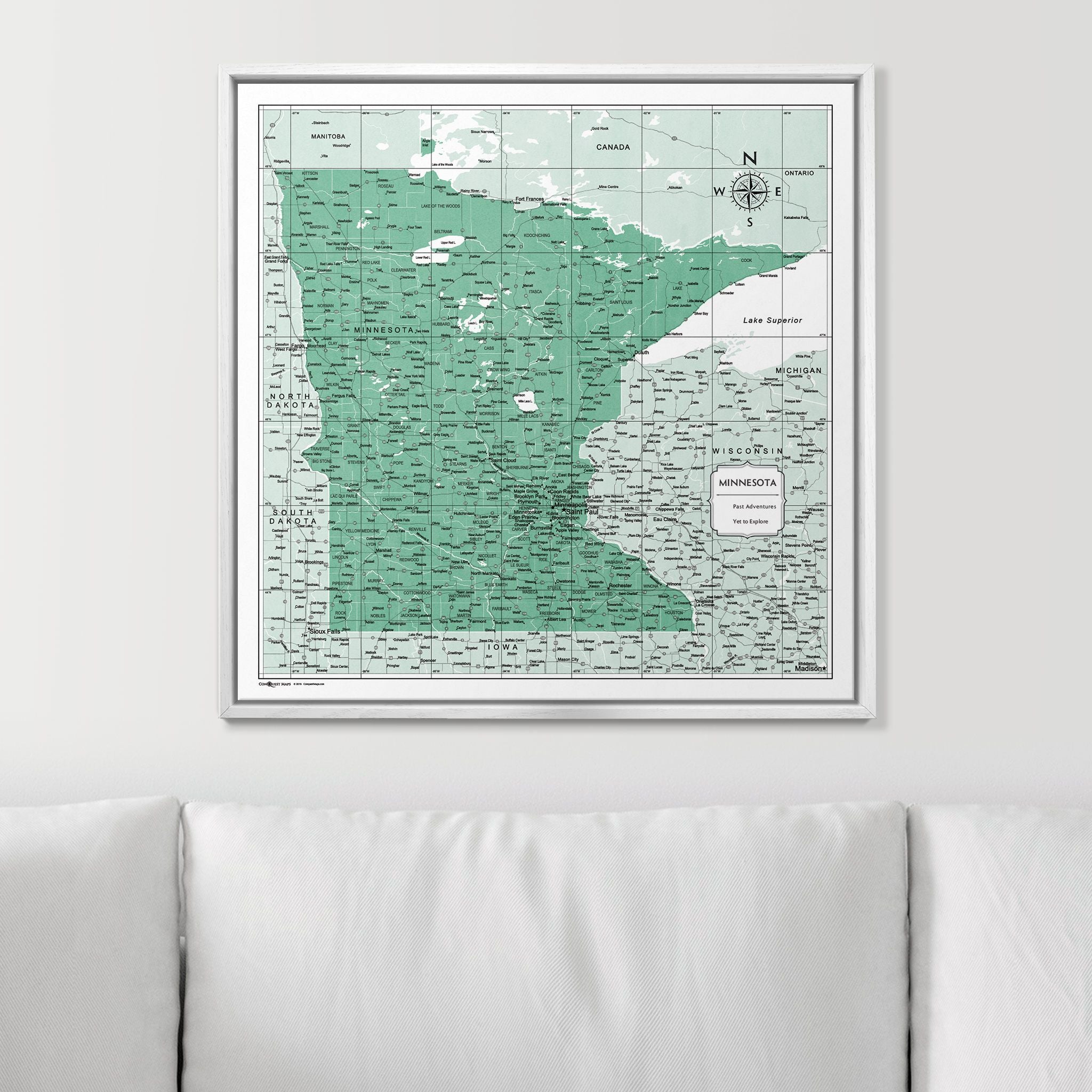 Push Pin Minnesota Map (Pin Board) - Green Color Splash CM Pin Board