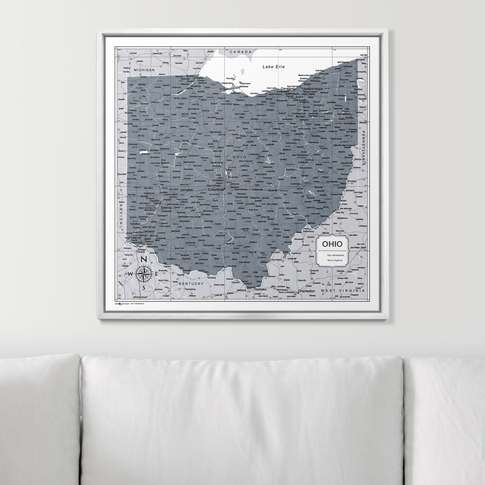 Push Pin Ohio Map (Pin Board) - Dark Gray Color Splash CM Pin Board