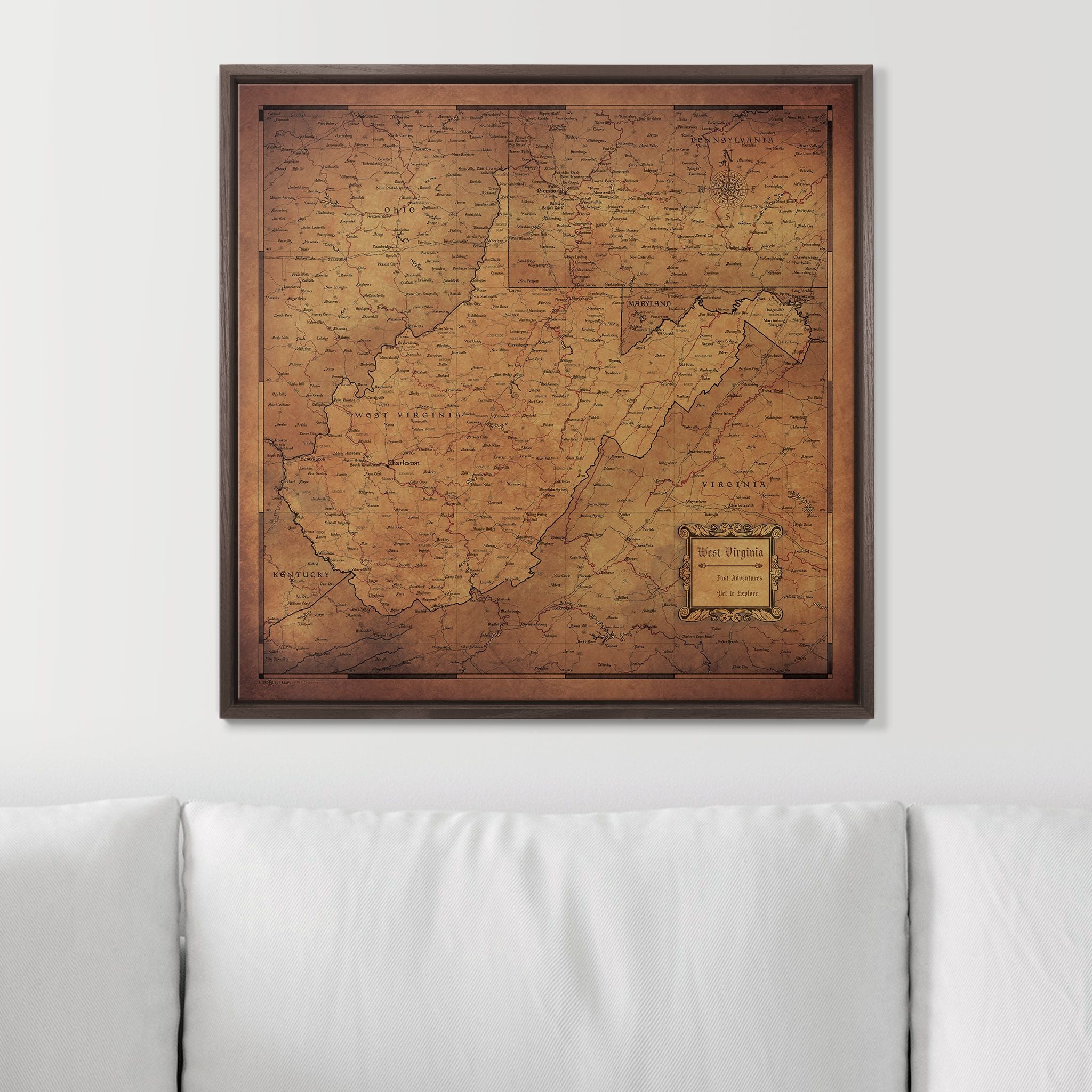 Push Pin West Virginia Map (Pin Board) - Golden Aged CM Pin Board