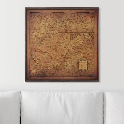 Push Pin West Virginia Map (Pin Board) - Golden Aged CM Pin Board