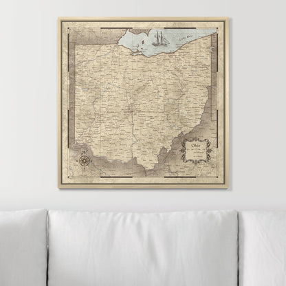 Push Pin Ohio Map (Pin Board) - Rustic Vintage CM Pin Board