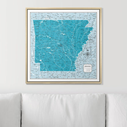 Push Pin Arkansas Map (Pin Board) - Teal Color Splash CM Pin Board