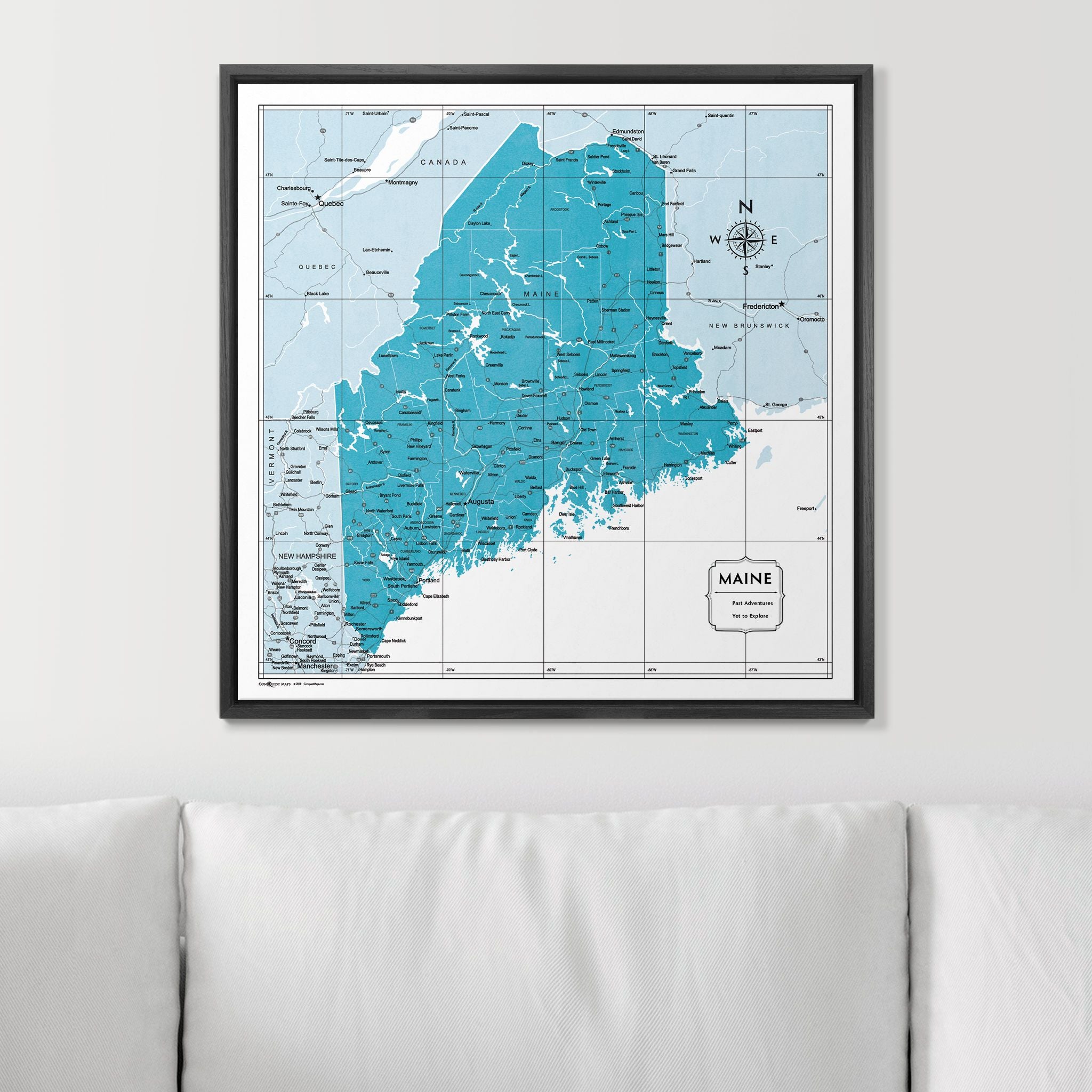 Push Pin Maine Map (Pin Board) - Teal Color Splash CM Pin Board