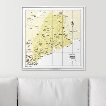 Push Pin Maine Map (Pin Board) - Yellow Color Splash CM Pin Board