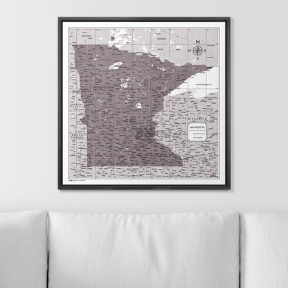 Push Pin Minnesota Map (Pin Board) - Dark Brown Color Splash CM Pin Board