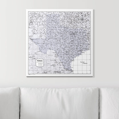 Push Pin Texas Map (Pin Board) - Light Gray Color Splash CM Pin Board