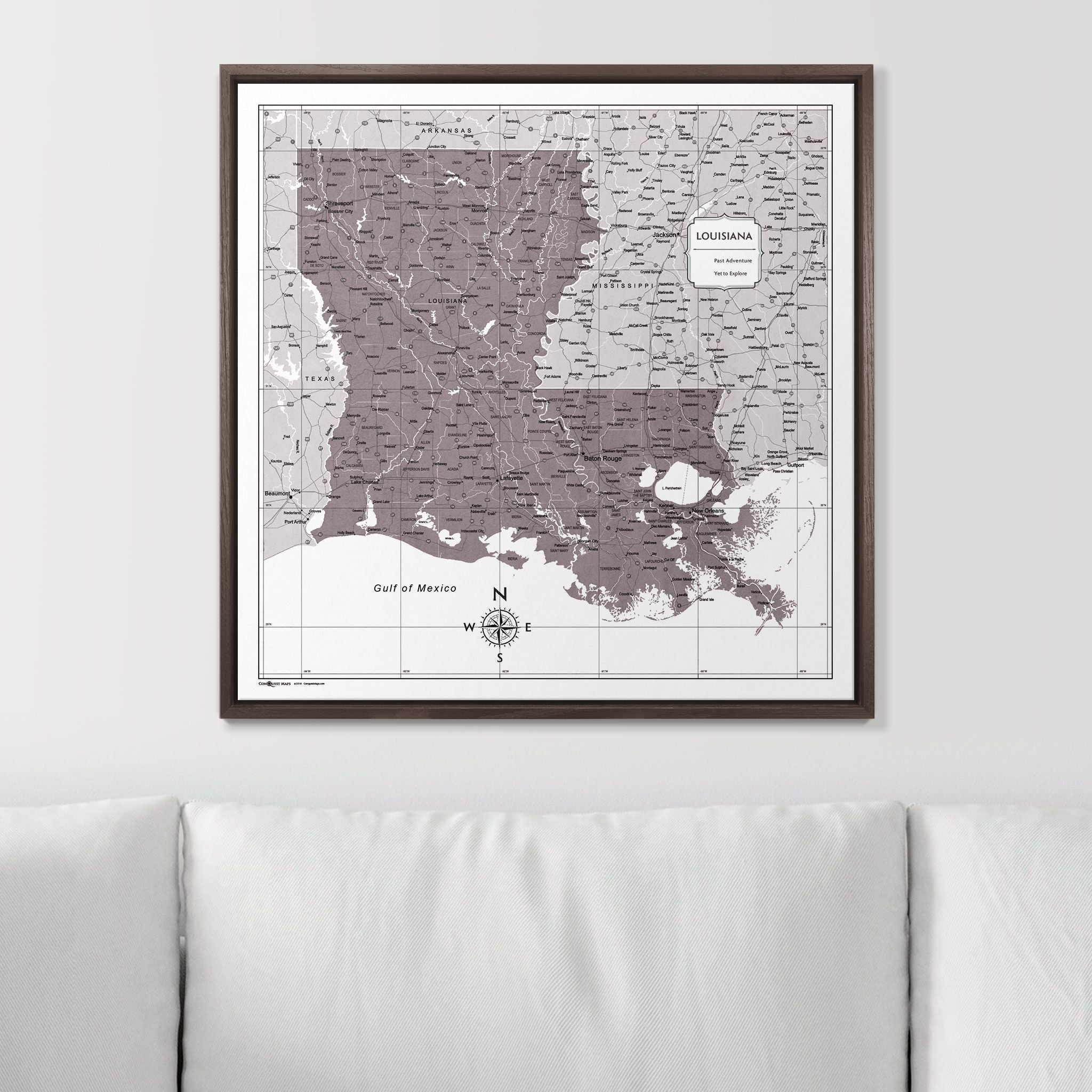 Push Pin Louisiana Map (Pin Board) - Dark Brown Color Splash CM Pin Board