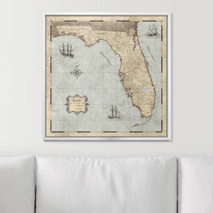 Push Pin Florida Map (Pin Board) - Rustic Vintage CM Pin Board