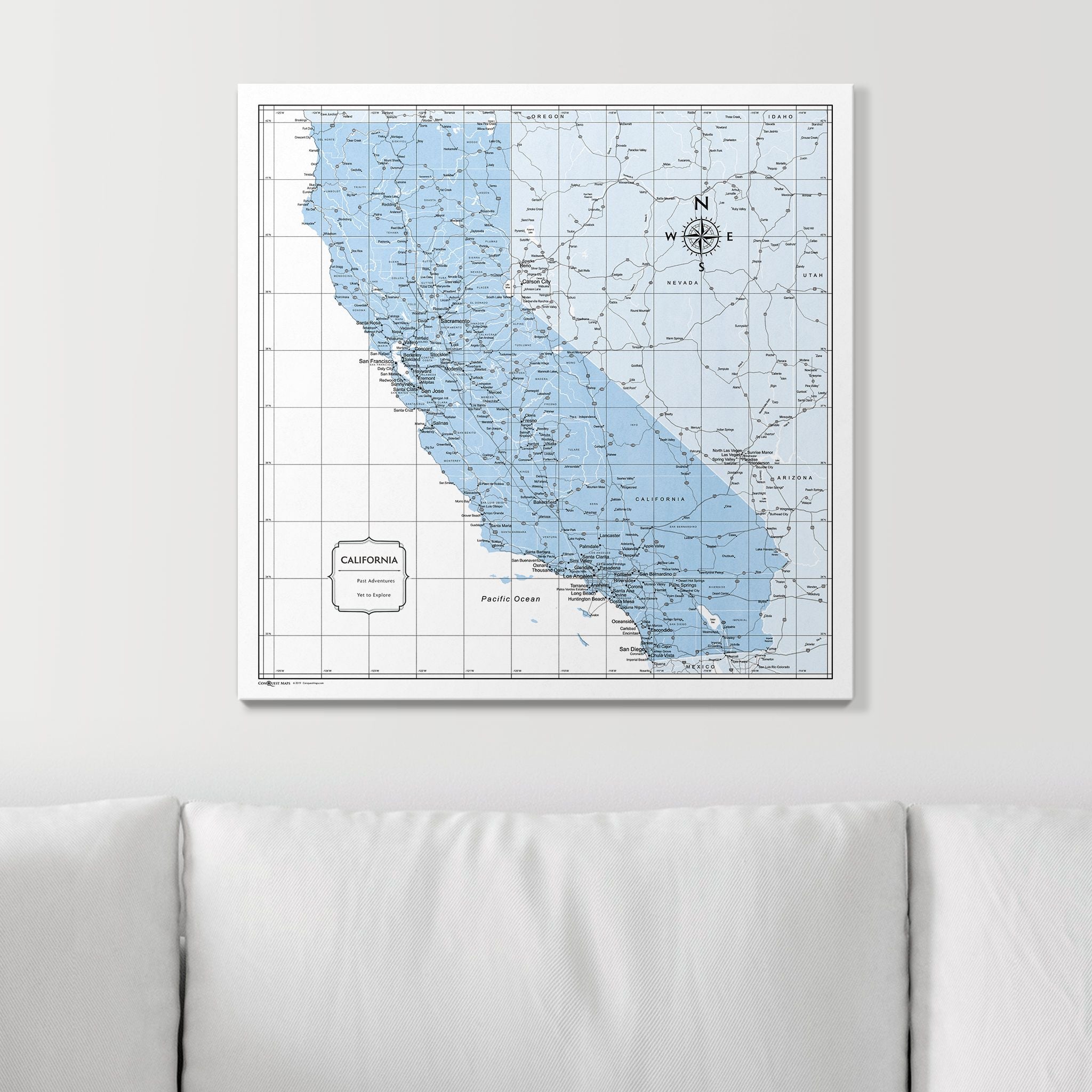 Push Pin California Map (Pin Board) - Light Blue Color Splash CM Pin Board