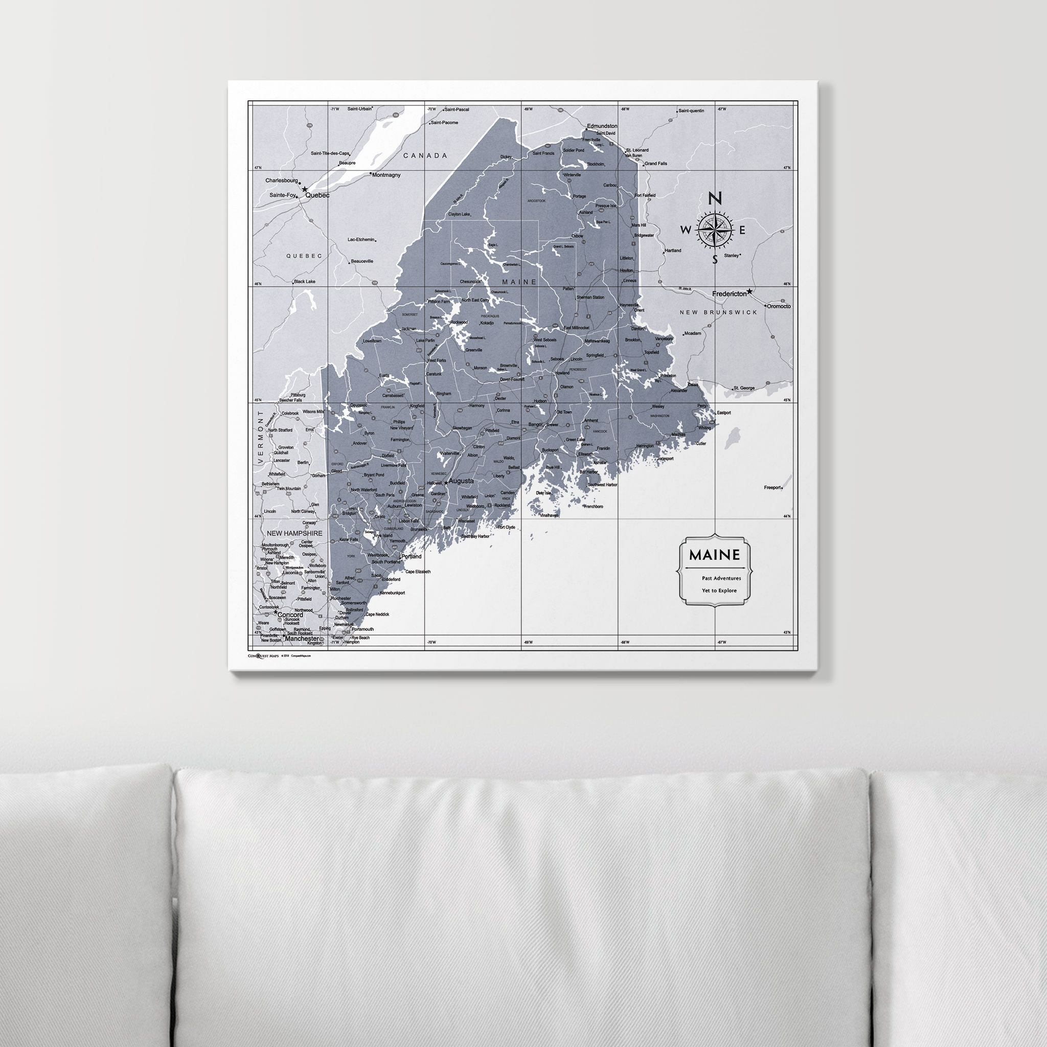 Push Pin Maine Map (Pin Board) - Dark Gray Color Splash CM Pin Board