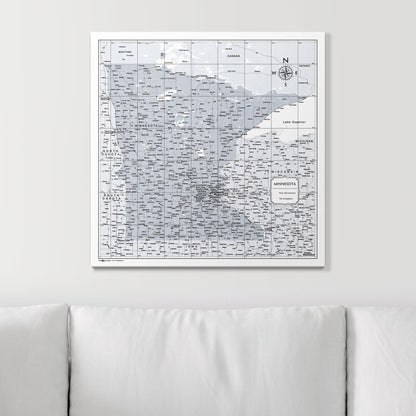 Push Pin Minnesota Map (Pin Board) - Light Gray Color Splash CM Pin Board