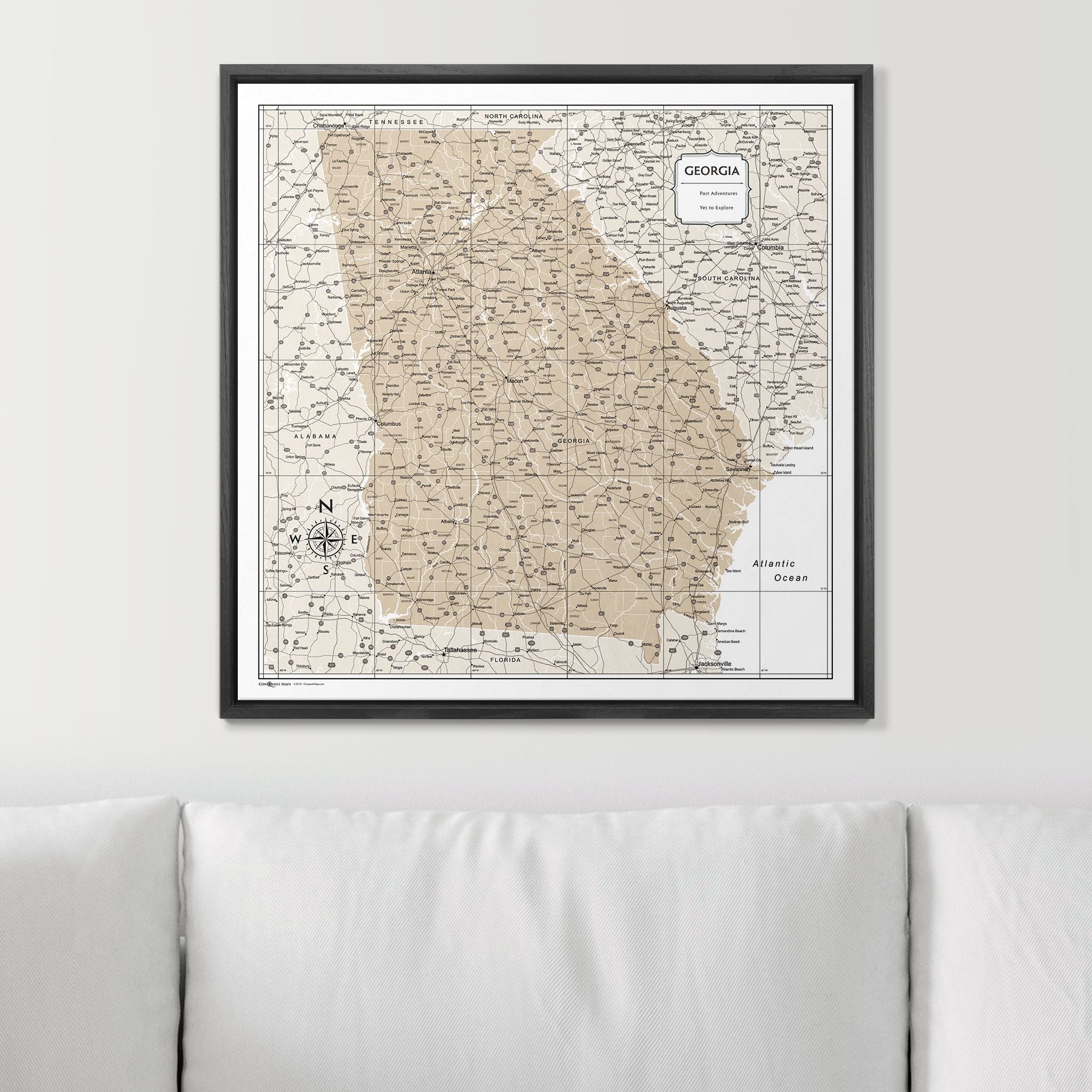 Push Pin Georgia Map (Pin Board) - Light Brown Color Splash CM Pin Board