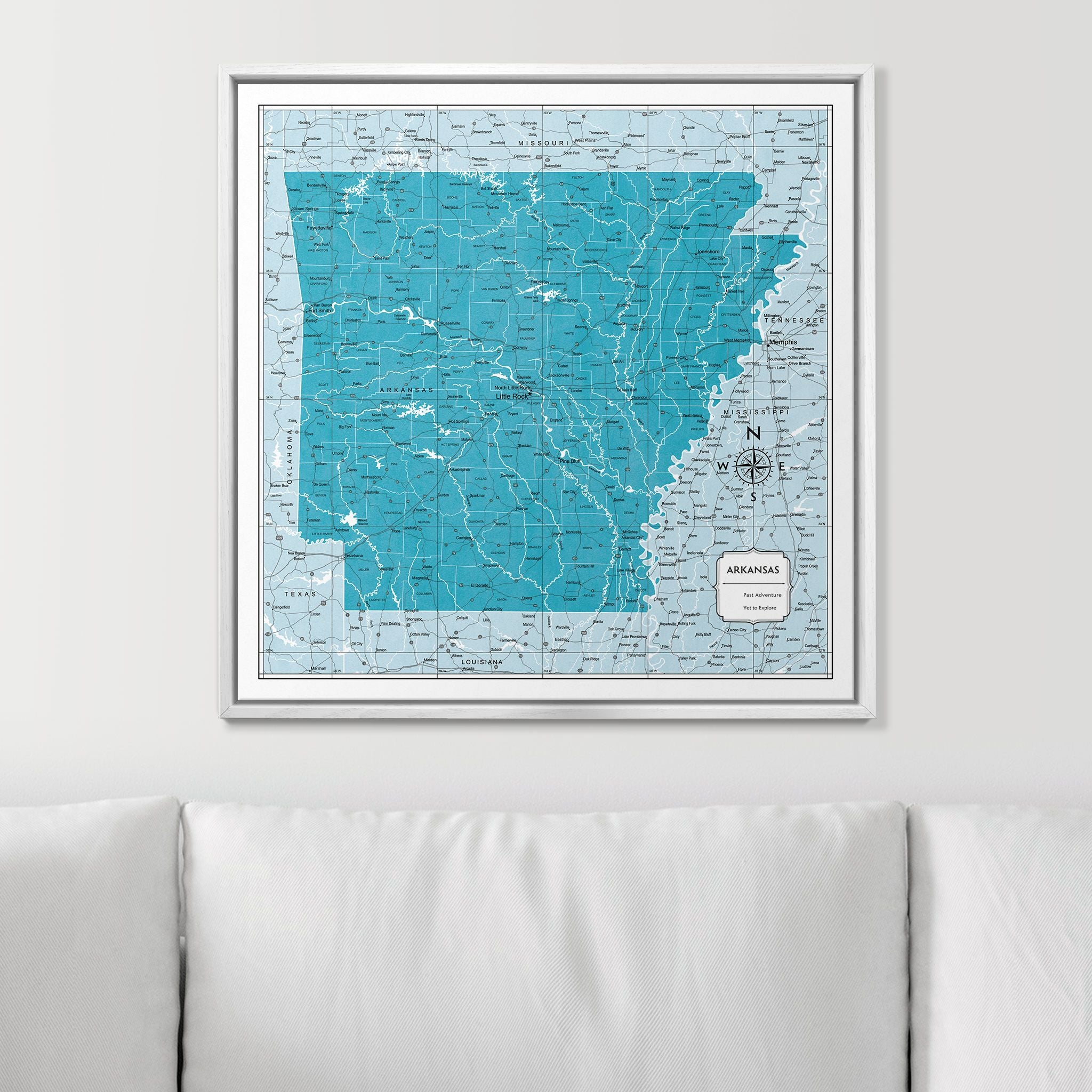 Push Pin Arkansas Map (Pin Board) - Teal Color Splash CM Pin Board