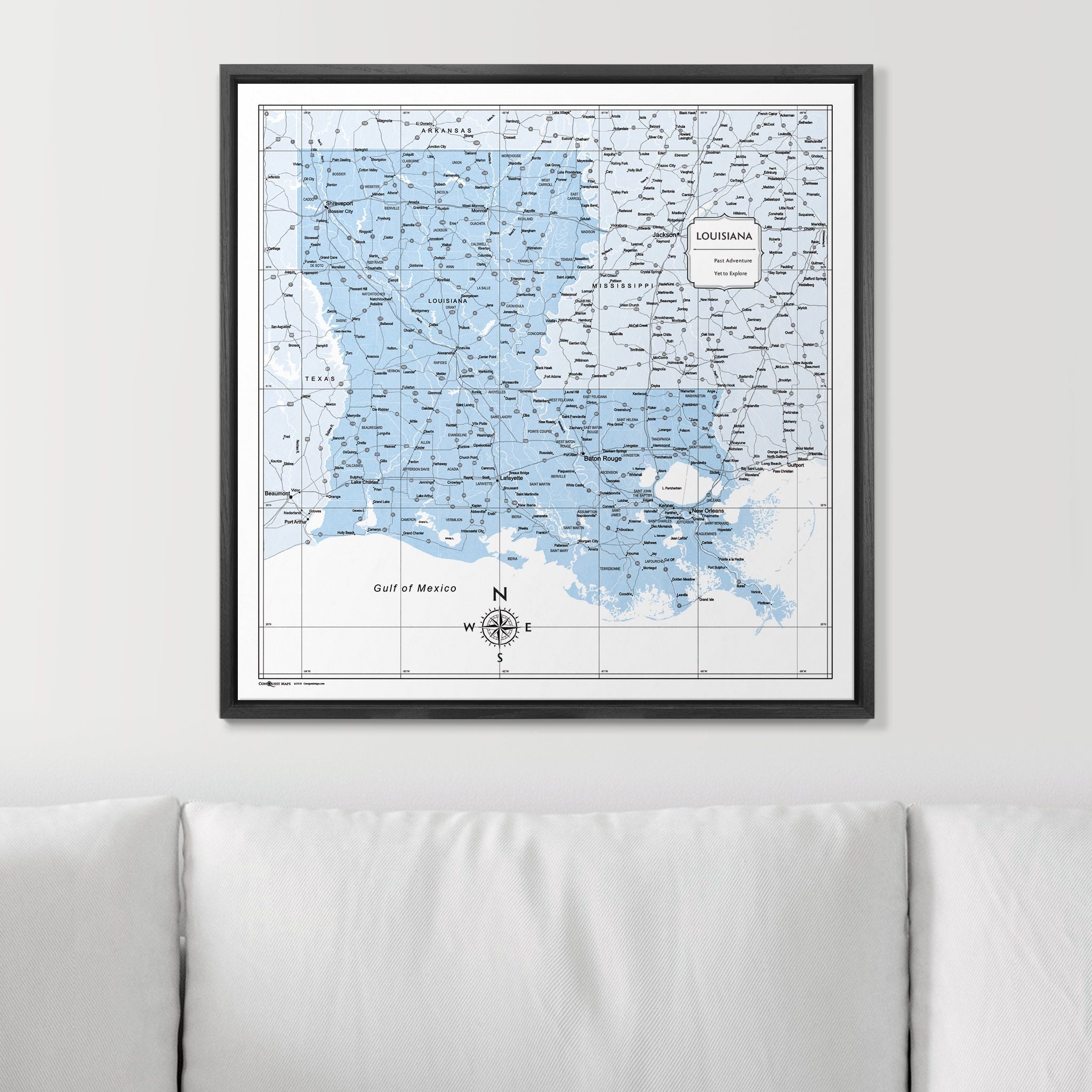 Push Pin Louisiana Map (Pin Board) - Light Blue Color Splash CM Pin Board