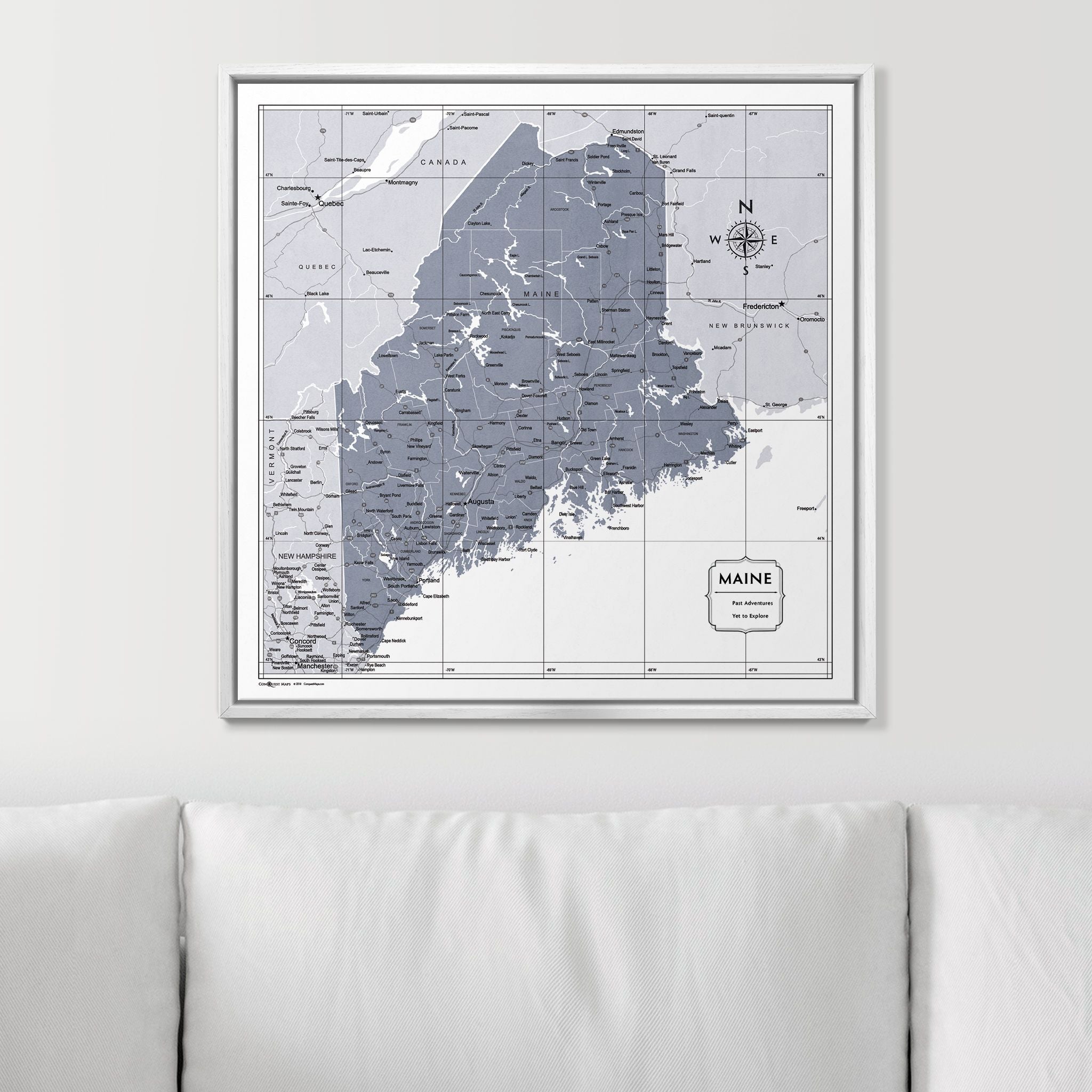 Push Pin Maine Map (Pin Board) - Dark Gray Color Splash CM Pin Board