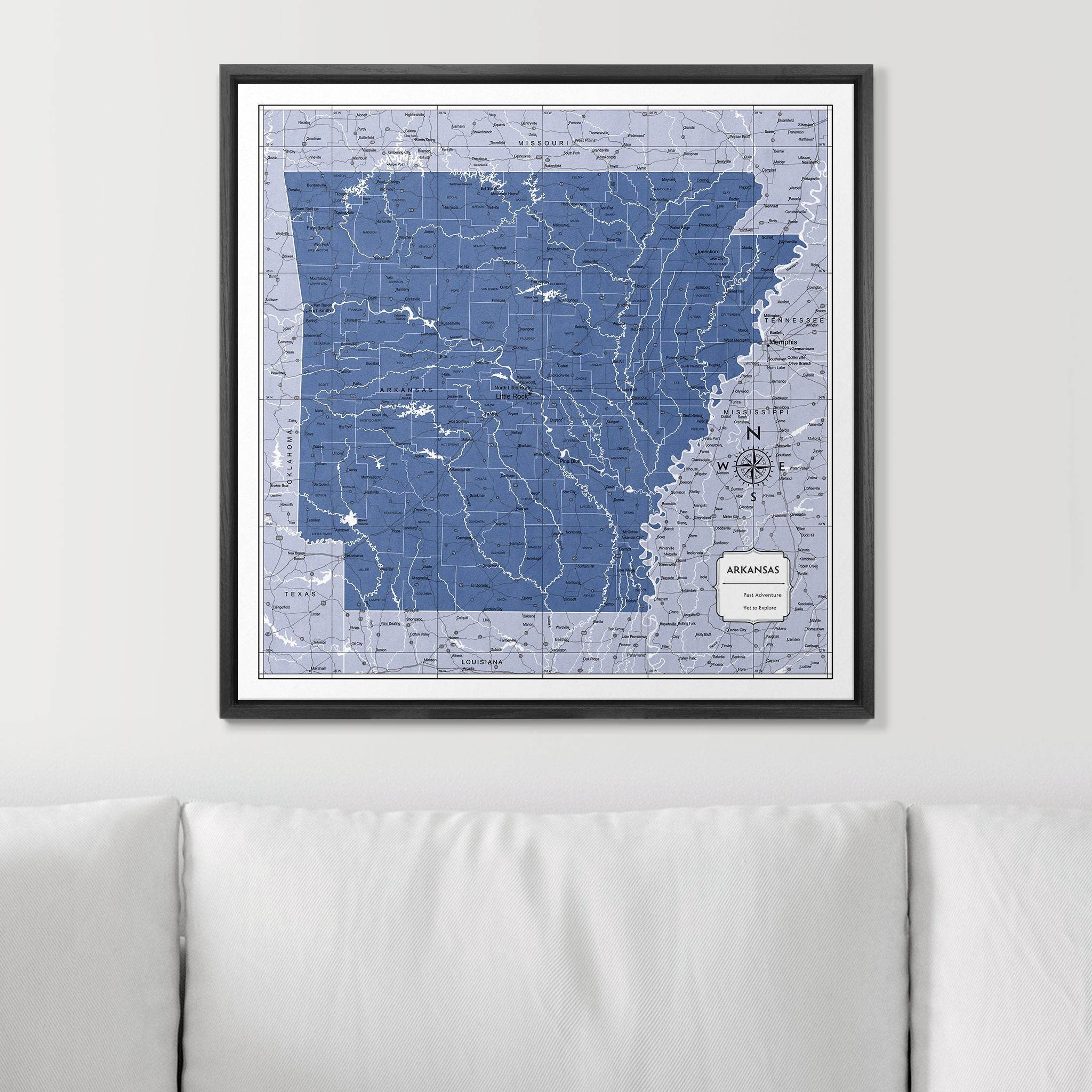 Push Pin Arkansas Map (Pin Board) - Navy Color Splash CM Pin Board