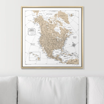 Push Pin North America Map (Pin Board) - Light Brown Color Splash CM Pin Board