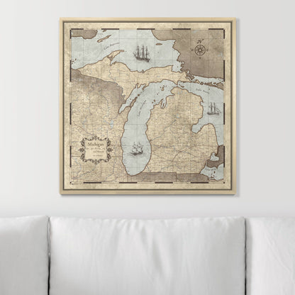 Push Pin Michigan Map (Pin Board) - Rustic Vintage CM Pin Board