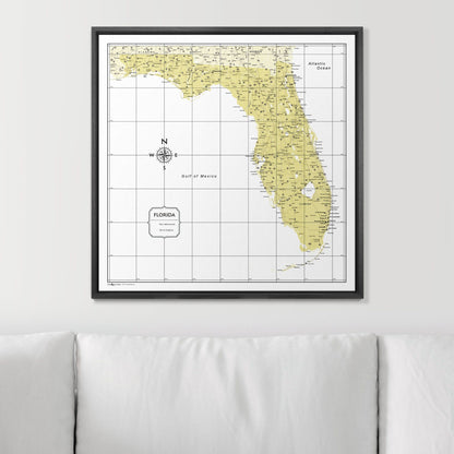 Push Pin Florida Map (Pin Board) - Yellow Color Splash CM Pin Board