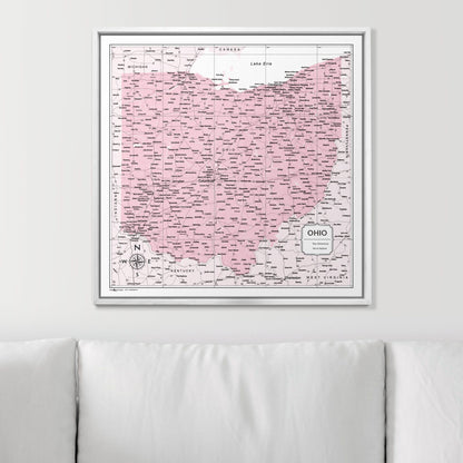 Push Pin Ohio Map (Pin Board) - Pink Color Splash CM Pin Board