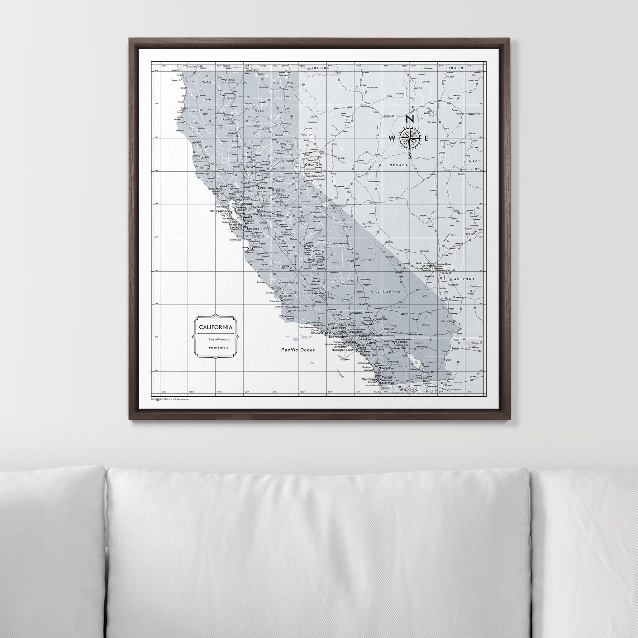 Push Pin California Map (Pin Board) - Light Gray Color Splash CM Pin Board