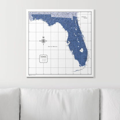 Push Pin Florida Map (Pin Board) - Navy Color Splash CM Pin Board