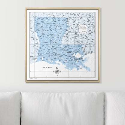 Push Pin Louisiana Map (Pin Board) - Light Blue Color Splash CM Pin Board