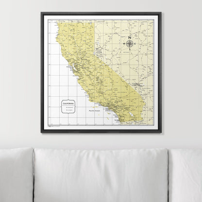 Push Pin California Map (Pin Board) - Yellow Color Splash CM Pin Board