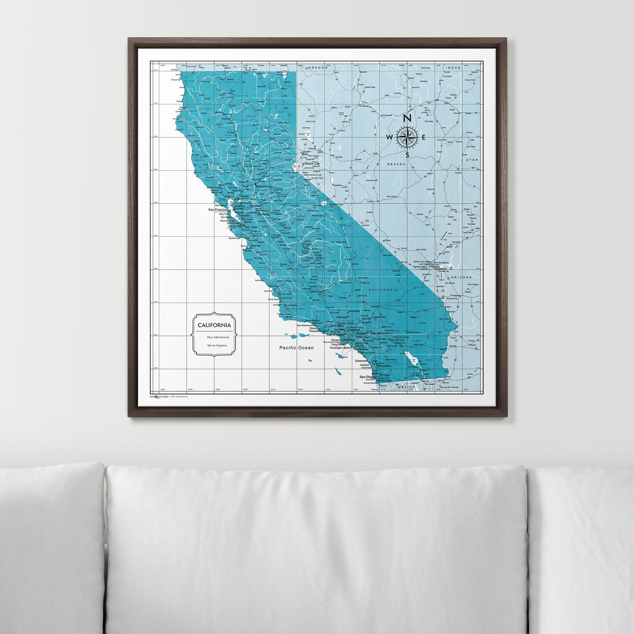 Push Pin California Map (Pin Board) - Teal Color Splash CM Pin Board